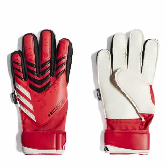 Adidas Детски Вратарски Ръкавици Predator Match Fingersave Goalkeeper Gloves Juniors Червен/Черен Вратарски ръкавици и облекло