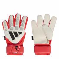 Adidas Детски Вратарски Ръкавици Predator Match Fingersave Goalkeeper Gloves Juniors White/Red 