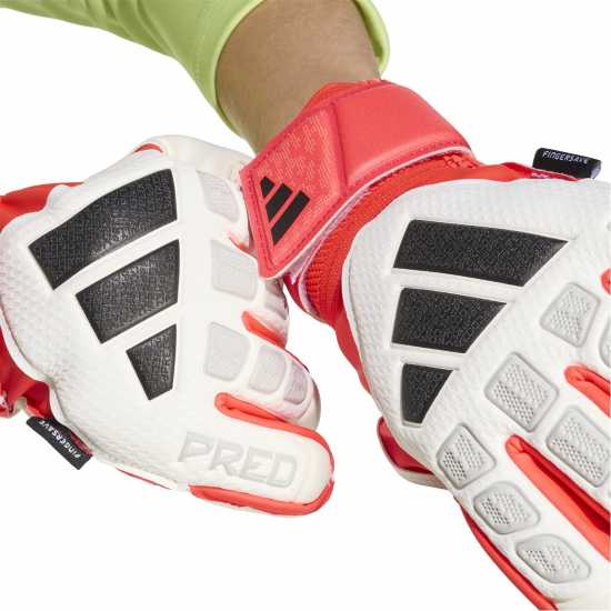Adidas Детски Вратарски Ръкавици Predator Match Fingersave Goalkeeper Gloves Juniors White/Red Adidas Детски Вратарски Ръкавици Predator Match Fingersave Goalkeeper Gloves Juniors White/Red