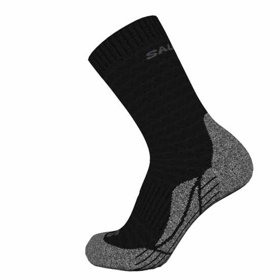 Мъжки чорапи Salomon Crew 2 Pack Walking Socks Mens Черно/Сиво Salomon Crew 2 Pack Walking Socks Mens Черно/Сиво Мъжки чорапи