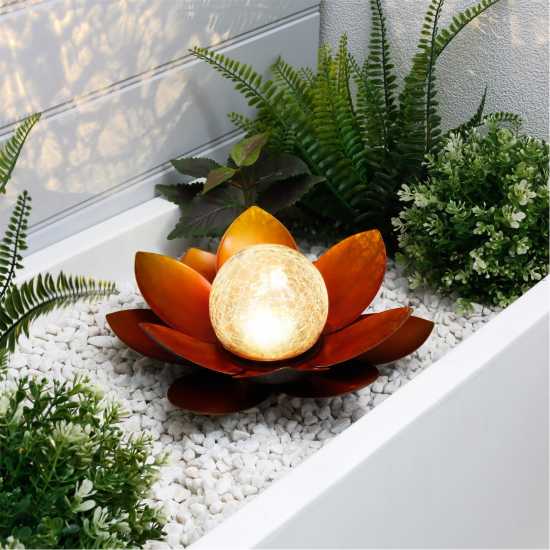 Solar Metal Flower Light With Crackle Ball