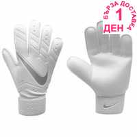 Nike Мъжки Вратарски Ръкавици Gk Match Gloves Mens White/Chrome Вратарски ръкавици и облекло