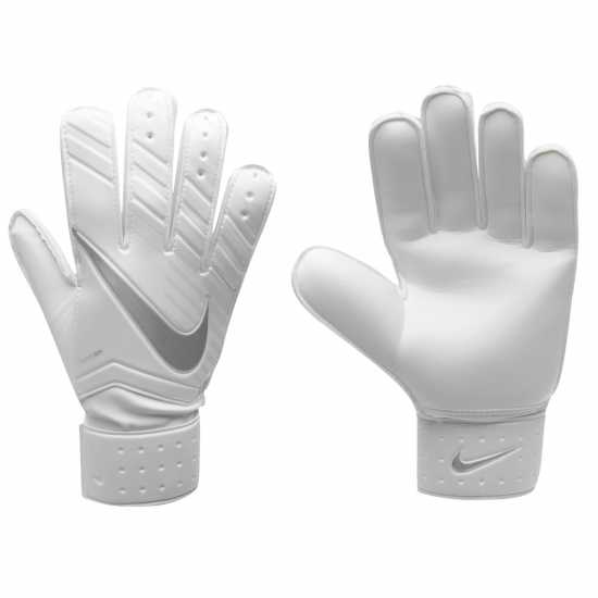 Nike Мъжки Вратарски Ръкавици Gk Match Gloves Mens White/Chrome Вратарски ръкавици и облекло