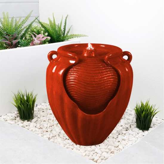 Solar Red Terracotta Cascading Water Feature