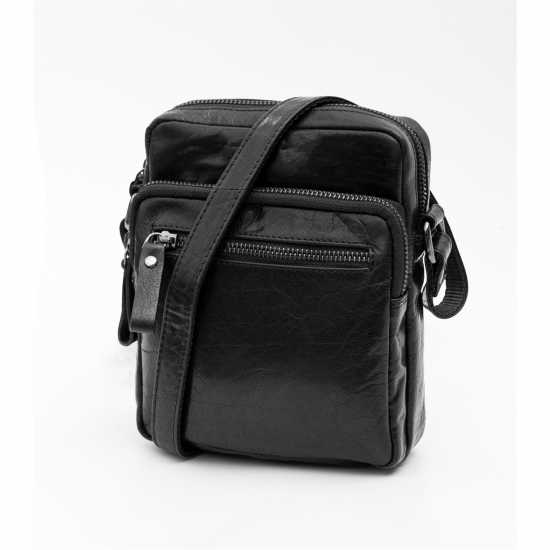 Чанта През Рамо С Цип Gl10 Collection Bridge Leather Zip Flight Bag Black - Портфейли