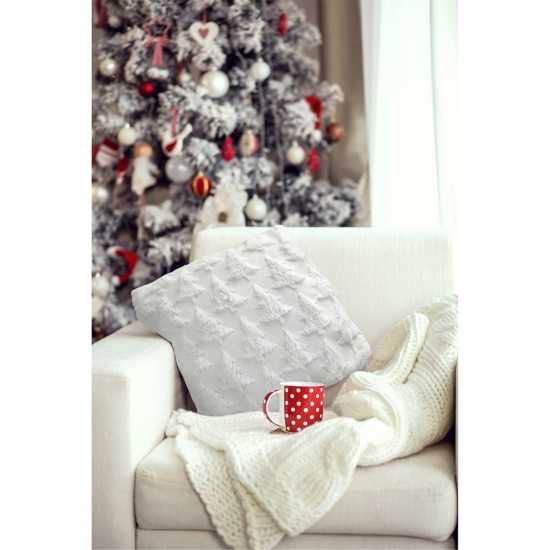 Soft & Fluffy 3D Christmas Tree Cushion Cover White Коледна украса