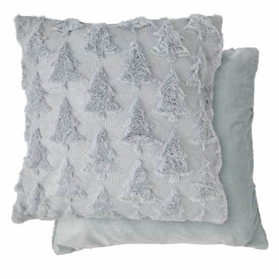 Soft & Fluffy 3D Christmas Tree Cushion Cover Silver Коледна украса