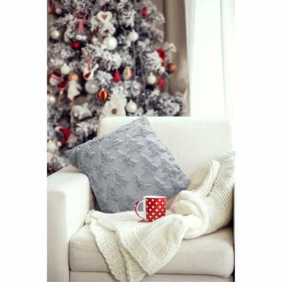 Soft & Fluffy 3D Christmas Tree Cushion Cover Silver Коледна украса