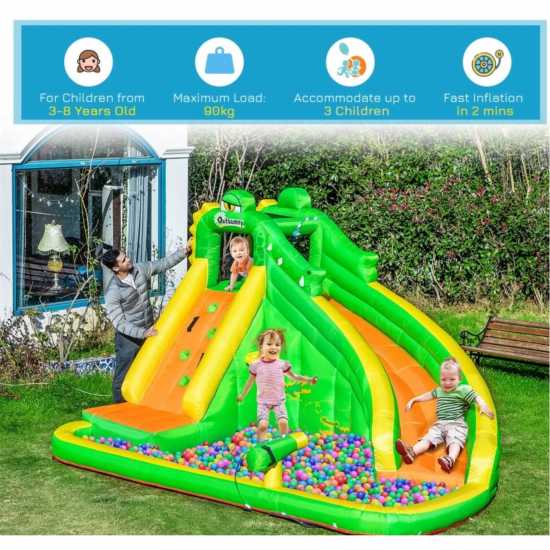 Outsunny 5 In 1 Kids Bouncy Castle Large Crocodile  Подаръци и играчки