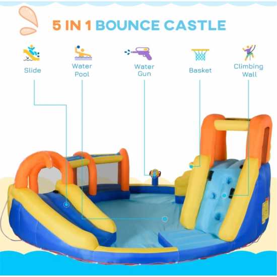 Outsunny 6 In 1 Kids Bouncy Castle And Water Slide  Подаръци и играчки