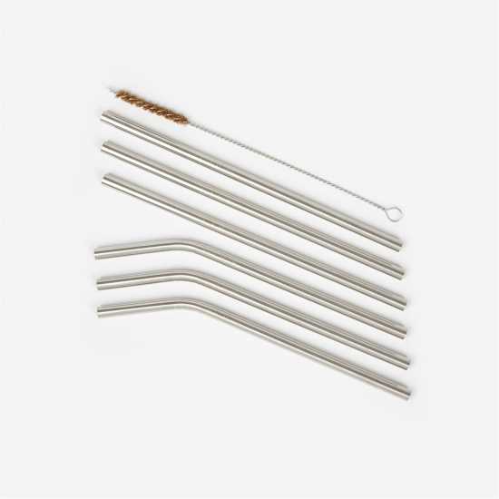 Jack Wills Wills Eco-Friendly Reusable Stainless Steel Straws Silver Бутилки за вода