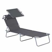 Outsunny Outdoor Foldable 4 Level Sun Lounger Grey Градина