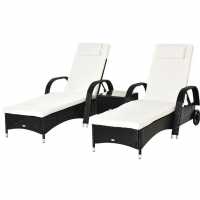 Outsunny 3 Pieces Rattan Sun Loungers