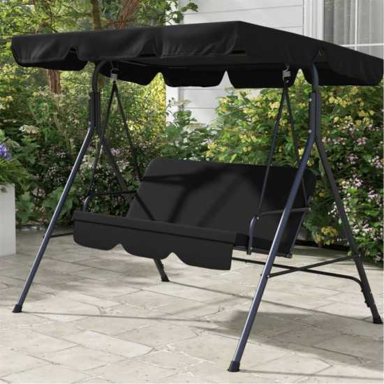 Outsunny 3 Seater Canopy Swing Chair Black Градина