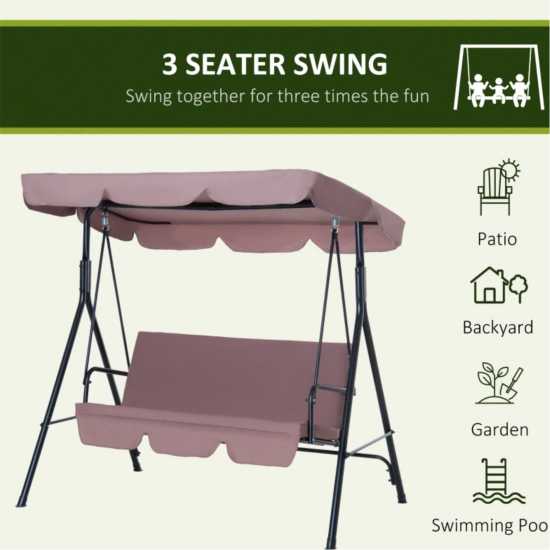 Outsunny 3 Seater Canopy Swing Chair Brown Градина