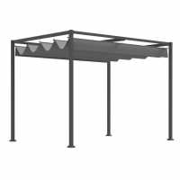 Outsunny 3X2M Metal Pergola With Retractable Roof Grey Градина