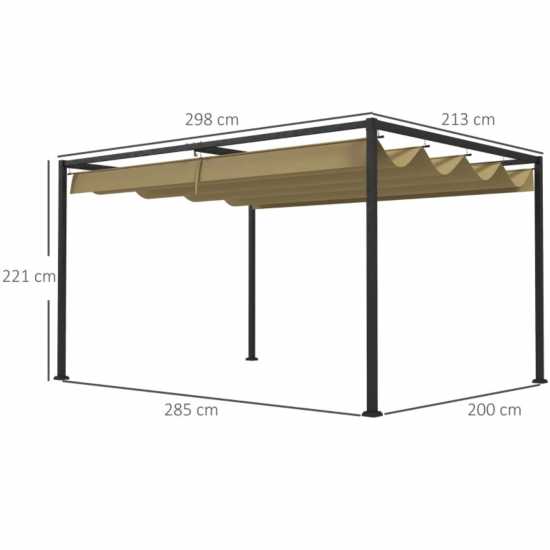 Outsunny 3X2M Metal Pergola With Retractable Roof Beige Градина