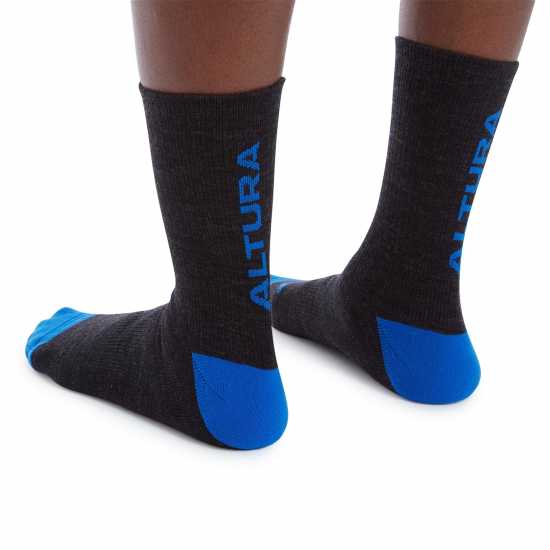 Merino Unisex Cycling Socks Black/Blue Мъжки чорапи