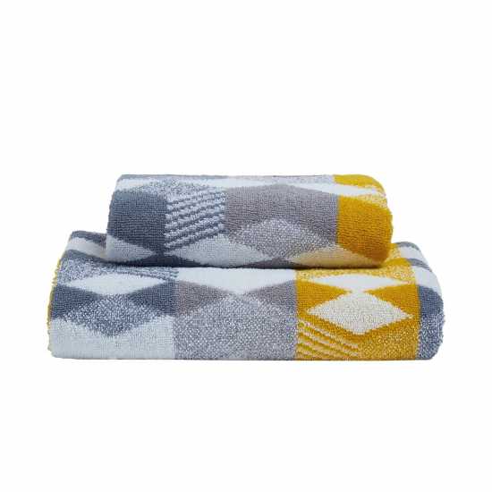 Fusion Hexagon Jacquard Hand And Bath Towels Grey Хавлиени кърпи