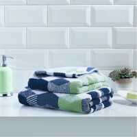 Fusion Hexagon Jacquard Hand And Bath Towels Navy Blue Хавлиени кърпи