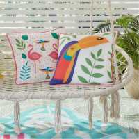 Fusion Summer Garden Indoor Outdoor Hand Drawn Cushion Pink Градина