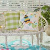 Fusion Summer Garden Indoor Outdoor Hand Drawn Cushion Ochre Градина