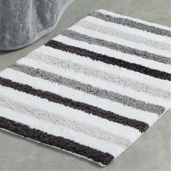 Fusion Carlson Stripe 100% Cotton Bath Mat Grey Хавлиени кърпи