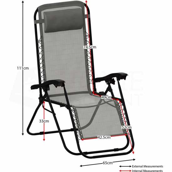 Garden Vida 2 Pack Zero Gravity Chairs Grey - Лагерни маси и столове