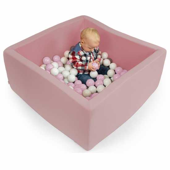 Unbranded Square Velvet Ball Pit 90X40X5Cm With 200 Balls Pink Подаръци и играчки