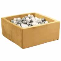 Unbranded Square Velvet Ball Pit 90X40X5Cm With 200 Balls Gold Подаръци и играчки