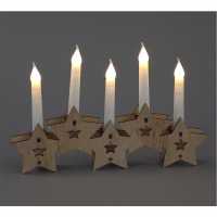 Wooden Star Candlebridge With Warm White Leds  Коледна украса