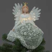 Коледна Звезда White Lit Angel Tree Topper