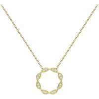 Дамско Колие С Кръгъл Орнамент 9Ct Gold Cz Twist-Circle Necklace 16