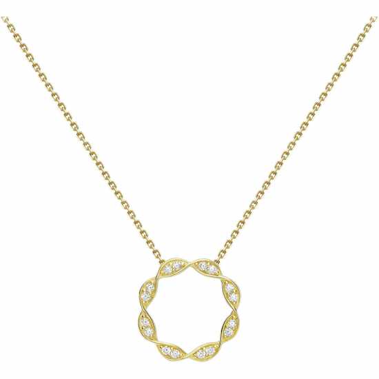 Дамско Колие С Кръгъл Орнамент 9Ct Gold Cz Twist-Circle Necklace 16  Подаръци и играчки