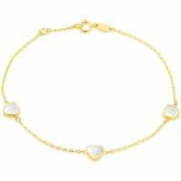 9ct Gold Mother Of Pearl Heart Bracelet 7.5'  Бижутерия