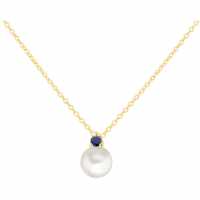 9Ct Gold Round Pearl With Blue Cz Necklace  Подаръци и играчки