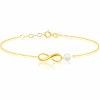 9Ct Gold Infinity Bracelet With Fresh Water Pearl  Бижутерия