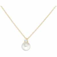 9Ct Gold Round Pearl With White Cz Necklace  Подаръци и играчки