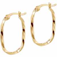 9Ct Gold Twisted Oval Hoop Earrings  Бижутерия