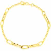9ct Gold Paper Link Station Bracelet 7.5'  Бижутерия
