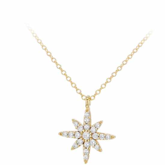 9Ct Gold North Star Cz Necklace