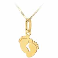 9ct Gold Baby Feet Pendant On Curb Chain 18'  Бижутерия