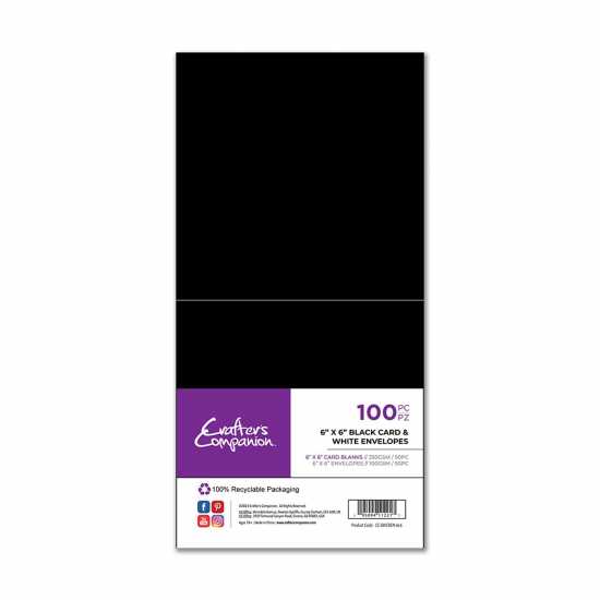 Crafter's Companion - 6x6 Black Card & White Env  - Канцеларски материали