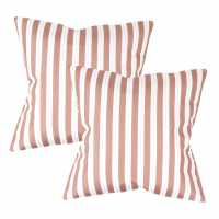 Outdoor Pair Of  Red Striped Scatter Cushions