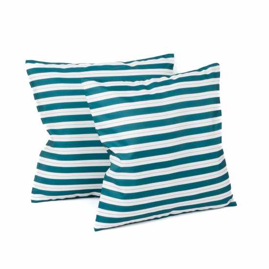 Outdoor Pair Of  Teal Striped Scatter Cushions  Градина