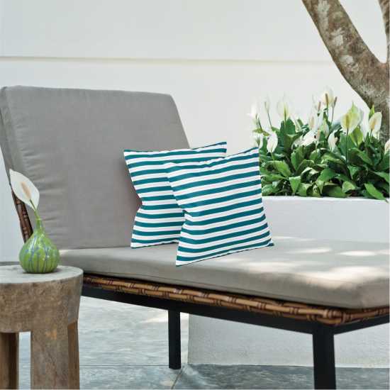 Outdoor Pair Of  Teal Striped Scatter Cushions  Градина
