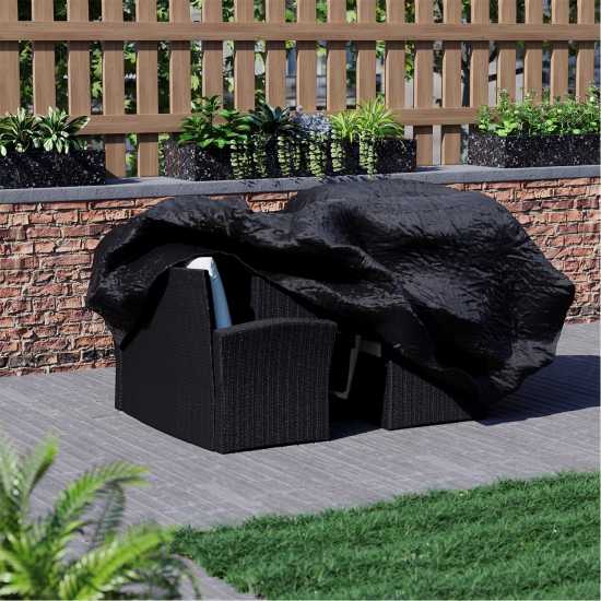 Garden Vida Mylor 4 Seater Rattan Set + Cover Black Лагерни маси и столове