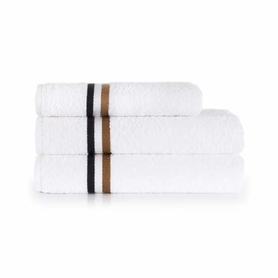 Boss Home Bath Towel With Stripe Detail Бяло Хавлиени кърпи