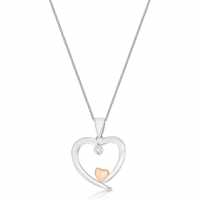 Silver 2-Tone Double-Heart Necklace  Бижутерия