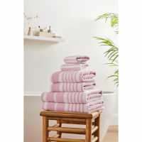 6 Piece Stripe Silver Towel Bale Pink Хавлиени кърпи